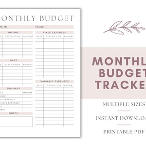 Monthly Budget Tracker, Monthly Budget Overview, Printable Monthly Budget, Monthly Income and Expense Tracker, Money Management, Budget Plan