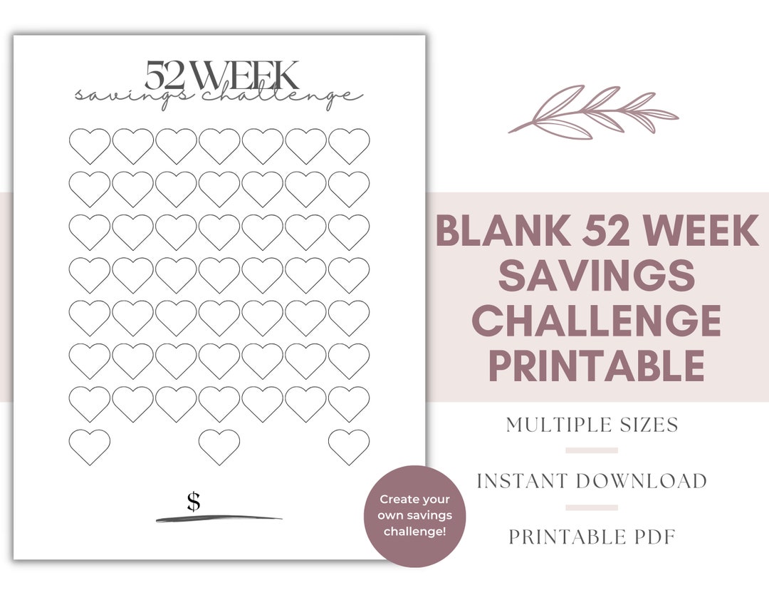52 Weeks Savings Challenge, 52 Week Challenge Printable, 52 Week Saving ...