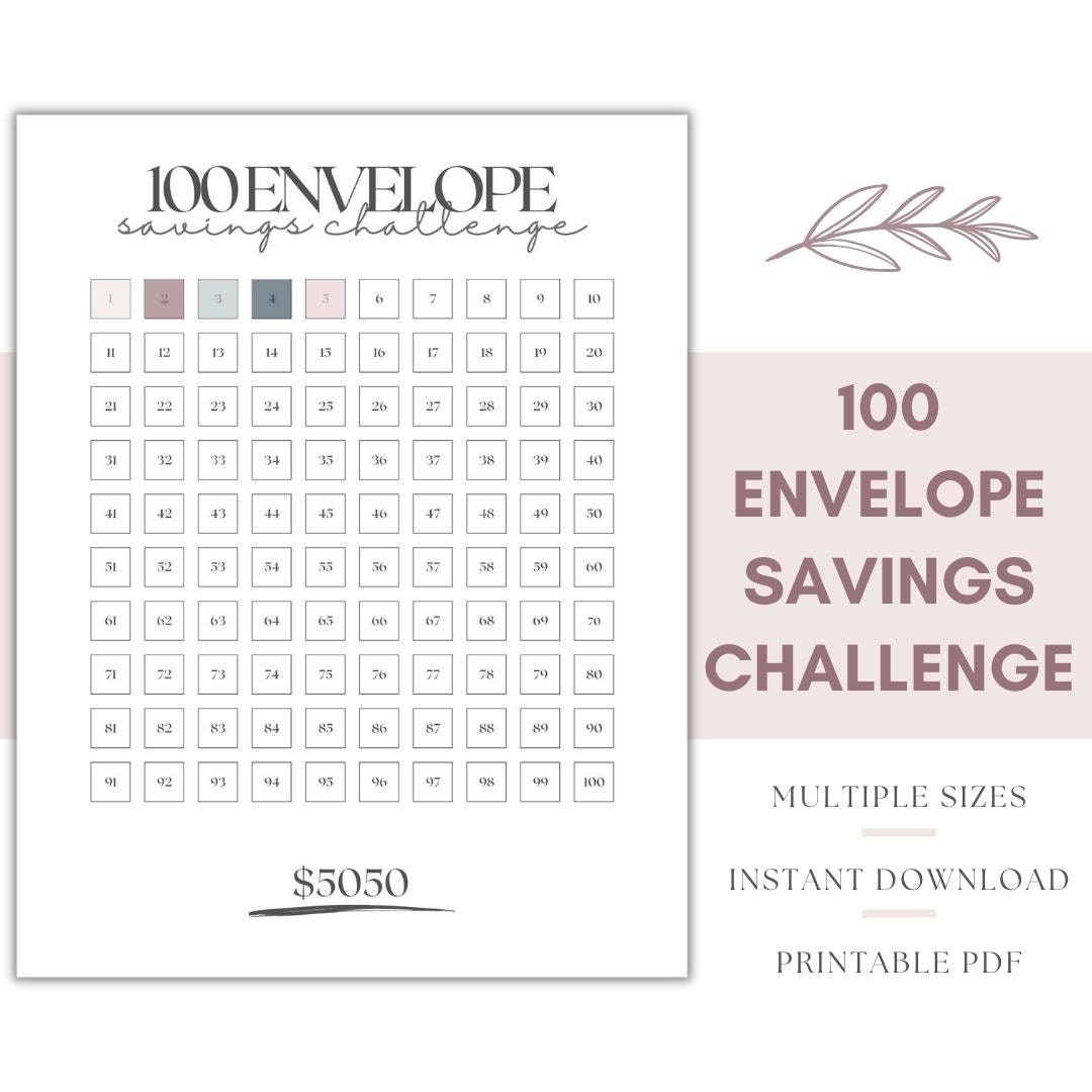 100 Envelope Challenge Box as Additional Extra 