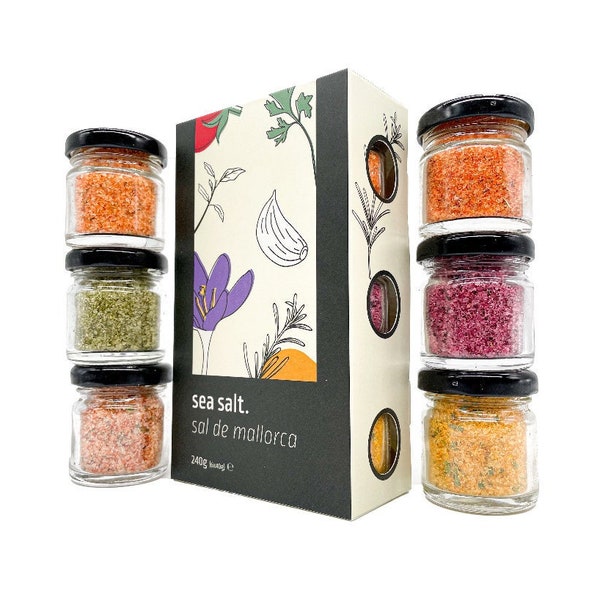 62.29/kg FOODOKO FINEST - Gourmet salt spices gift set, spice salt in a tasting set, sea salt salt set from Spain in a set of (6x40g))