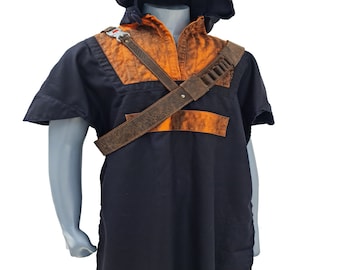 Geïnspireerd door Jedi, Fallen Bestel Cal Kestis poncho met leren schouderriem