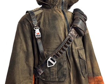 Inspiriert von Star Wars Bo Katan , Mandalorian, Jedi, Fallen Order Cal Kestis Poncho Mit Antiken Leder Gürtel.