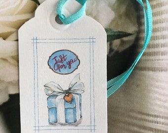 Watercolor Blue Gift Tag  Wedding Watercolor Tag Gift Wrapping Watercolor Birthday Present Gift Tag Thank You Gift Tag Engagement Gift Tag