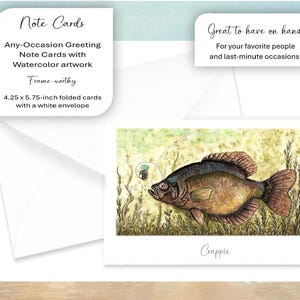 Watercolor Crappie Greeting Card From Original Art Artistic Gift for Him Birthday Watercolor Fathers Day Freshwater Fish Lovers Note Card