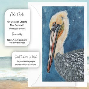 Watercolor Pelican Note Card: Coastal Art Greeting Card