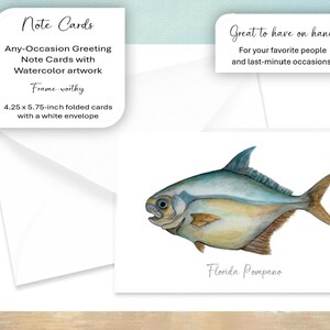 Watercolor Pompano Greeting Card: Hand-Painted Florida Fish