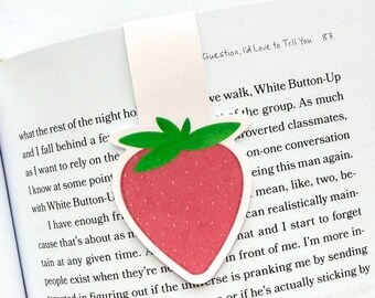 Strawberry Magnetic Bookmark | Laminated Fruit Bookmark | Handmade Stocking Stuffer Book Lover Gift for Women