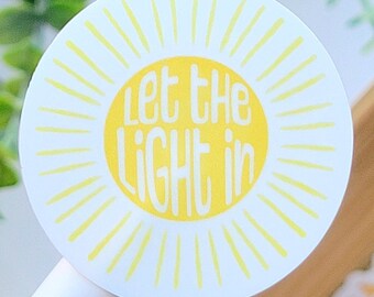 Tiny Yellow Sun Sticker | Cute Vinyl Luggage Stickers for Laptop, Water Bottle | Let the Light In Sunshine Sticker Small | Waterproof