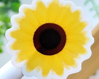 Tiny Yellow Sunflower Decal | Cute Vinyl Luggage Stickers for Laptop, Water Bottle |  Gold Floral, Abstract Sunflower Art Decor | Waterproof