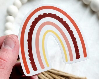 Rainbow Vinyl Sticker, Red | Retro Waterproof Sticker for Water Bottle or Laptop | Car Decal Gift for Her
