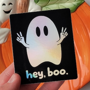 Holographic Cute Ghost Sticker | Halloween Stickers for Laptop or Water Bottle | Trendy Vinyl Mirror Decal | Ghost Face Picture Sticker