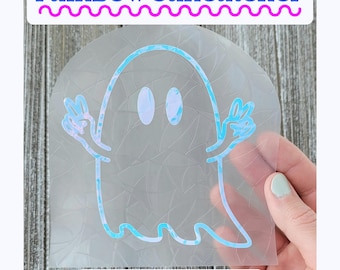 Ghost Face Prism Suncatcher Sticker | Boho Handmade Suncatcher Window Decal | Non Adhesive Cling | Halloween Decor Gift for Spooky Season