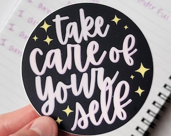 Take Care of Yourself Self Care Stickers | Mental Health, Anxiety Sticker for Self Care Kit | Care Package for Her | Positive Mirror Sticker