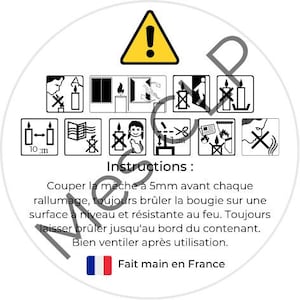 Planche de 24 étiquettes autocollantes AFNOR pour bougie.