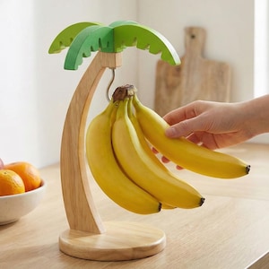 Sold at Auction: CARVED WOOD BANANA TREE - Hand carved Waldorf Wooden Banana Tree – Rare Handcrafted Display Piece main image 1