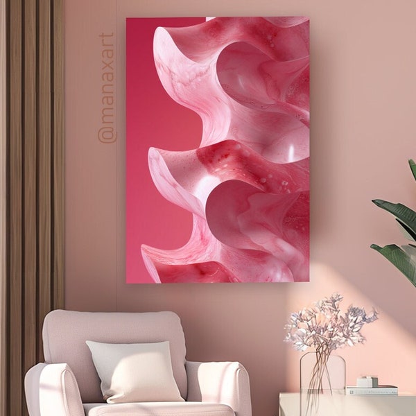 Impression sur toile | Rose pink Art Canvas | Toile art contemporain | Tableau d’art mural | Home Decor | Moderne Poster 3D minimaliste