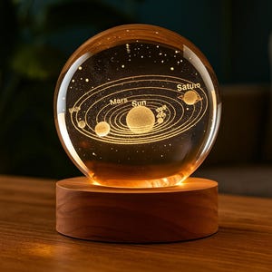 3D Galaxy Crystal Ball Night Light | Solar System Lamp | Home Decor | Space Globe Light | Space Gifts | 3D LED