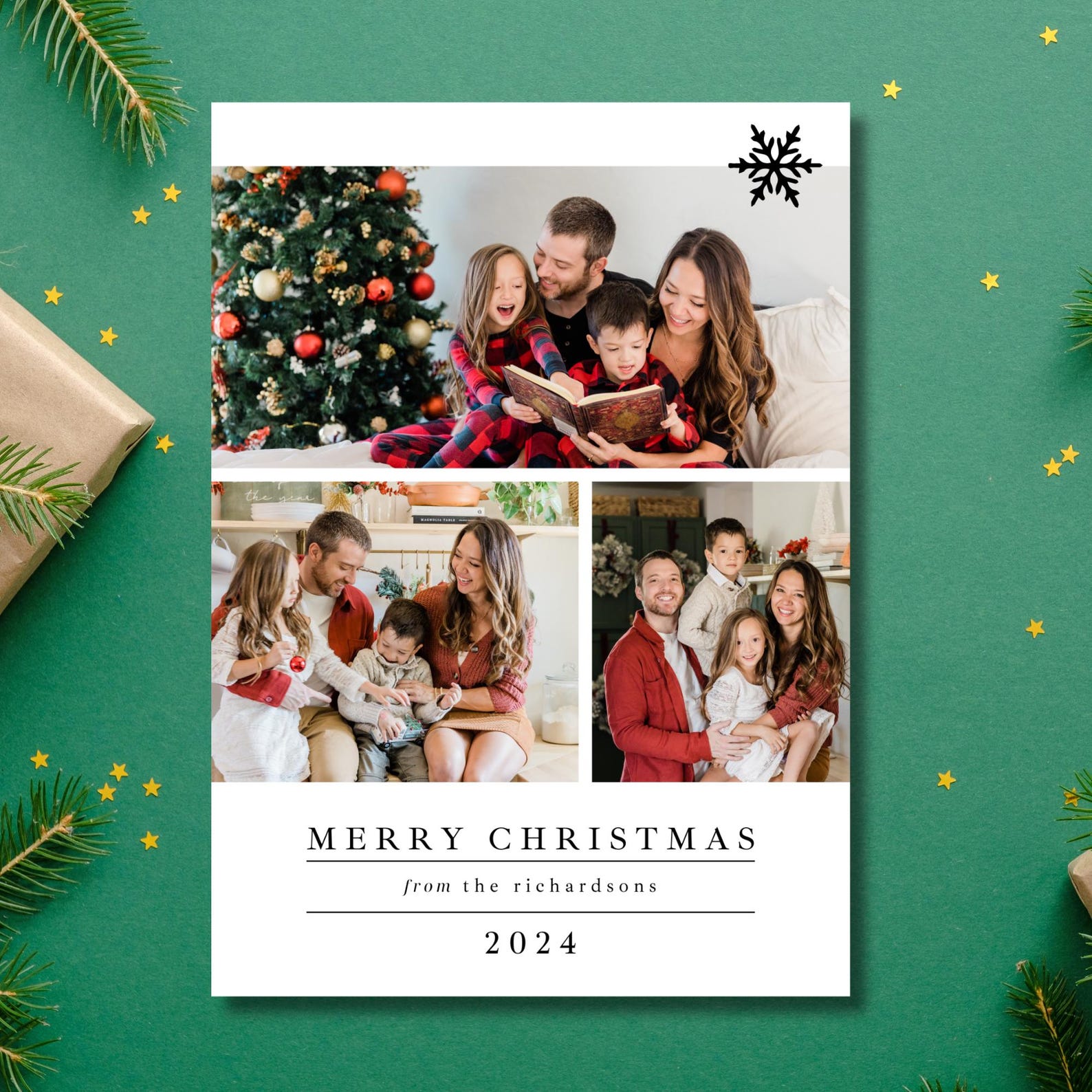 Photo Christmas Card Template, Editable Family Card (digital Download ...