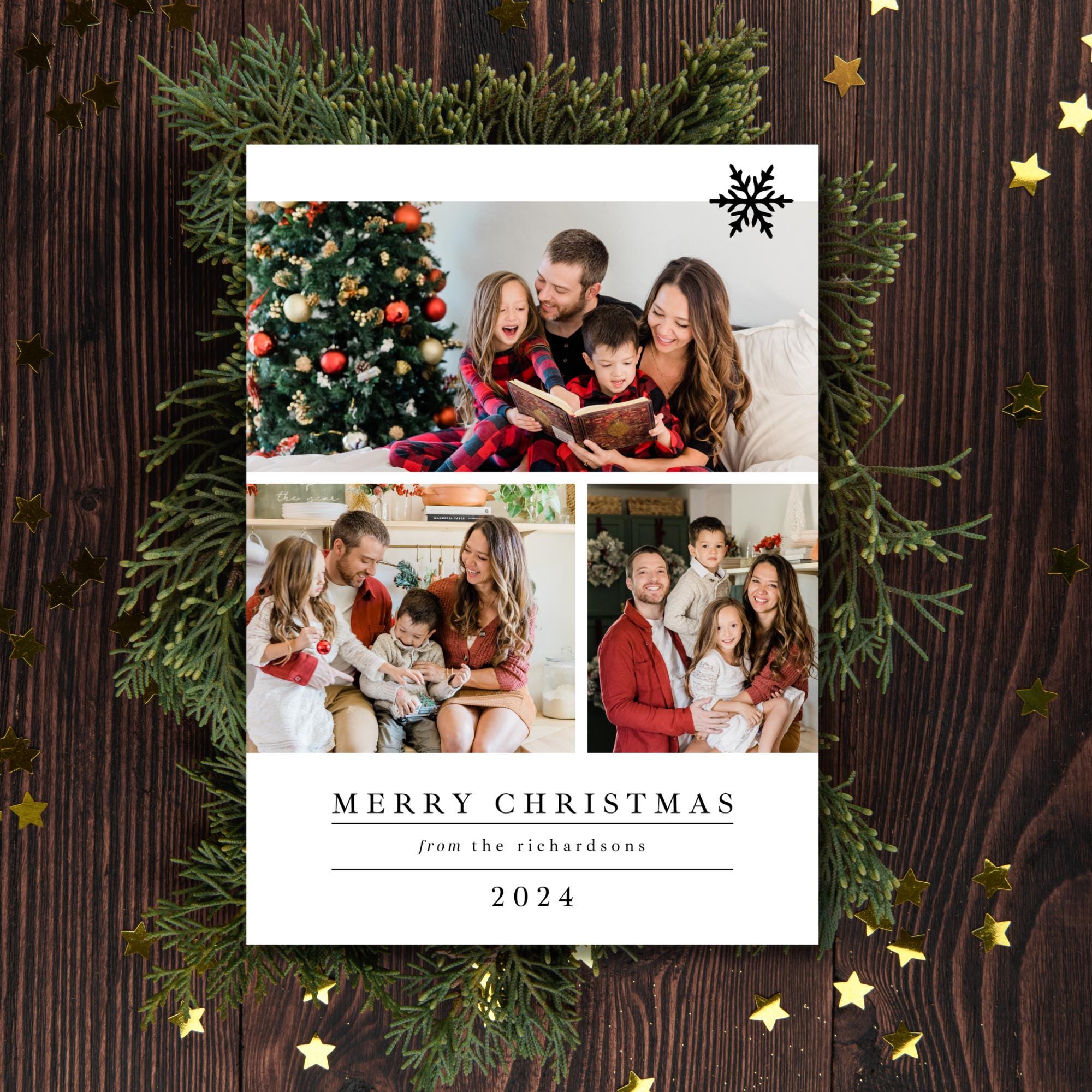 Photo Christmas Card Template, Editable Family Card (digital Download ...