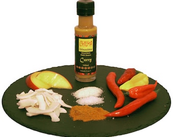 Curry von Chilma, 100ml., als Tischwürze, zum Kochen oder Marinieren. Chilisauce Schärfe 5 von 7. Scharf.