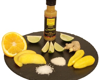 Lemonfire von Chilma, 100 ml., perfekt zum Marinieren un Würzen von Fisch- und Reisgerichten. Chilisauce Schärfe 5 von 7. Scharf.