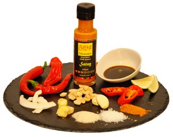 Satay von Chilma, 100ml., asiatische Sauce zum Würzen und Marinieren scharf, Schärfe 3 von 7, oder als Tischwüze zum Nachwürzen