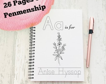 Charlotte Mason Alphabet Copywork, Wildflower Nature Study Printables (Digital Download)