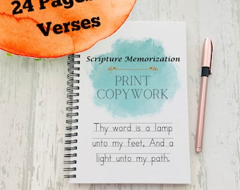 Homeschool Copywork | Bible Verse Bundle, Printable Print Scripture Memorization, Penmanship Practice, Charlotte Mason Handwriting