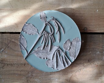 Hand Painted Gary elliptica Plaster Bas Relief