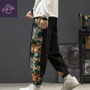 Embroidered Streetwear Pants, Y2K Pants, Harajuku Pants, Harem Pants, Techwear Pants