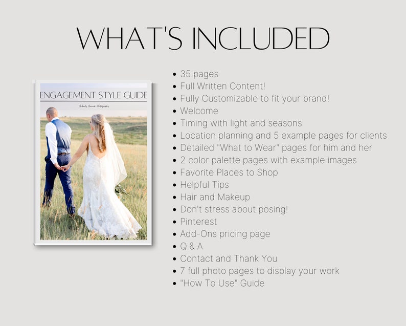 Photographer Client Style Guide, CANVA Template, Client Engagement and