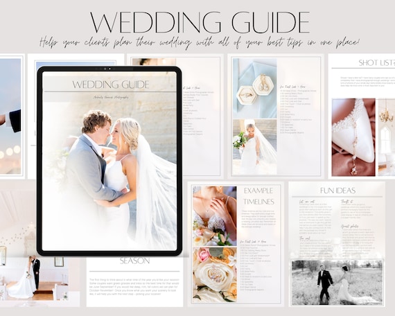 Photographer Wedding Guide for clients, Customizable CANVA Template