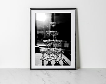 Classy Black and White Champagne Instant Download Vertical Photo