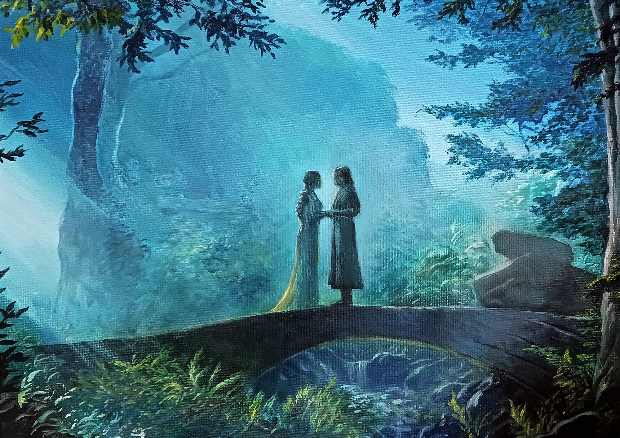 Arwen And Aragorn On The Bridge In Rivendell Oil Painting Lord Of The Rings Fanart Etsy
