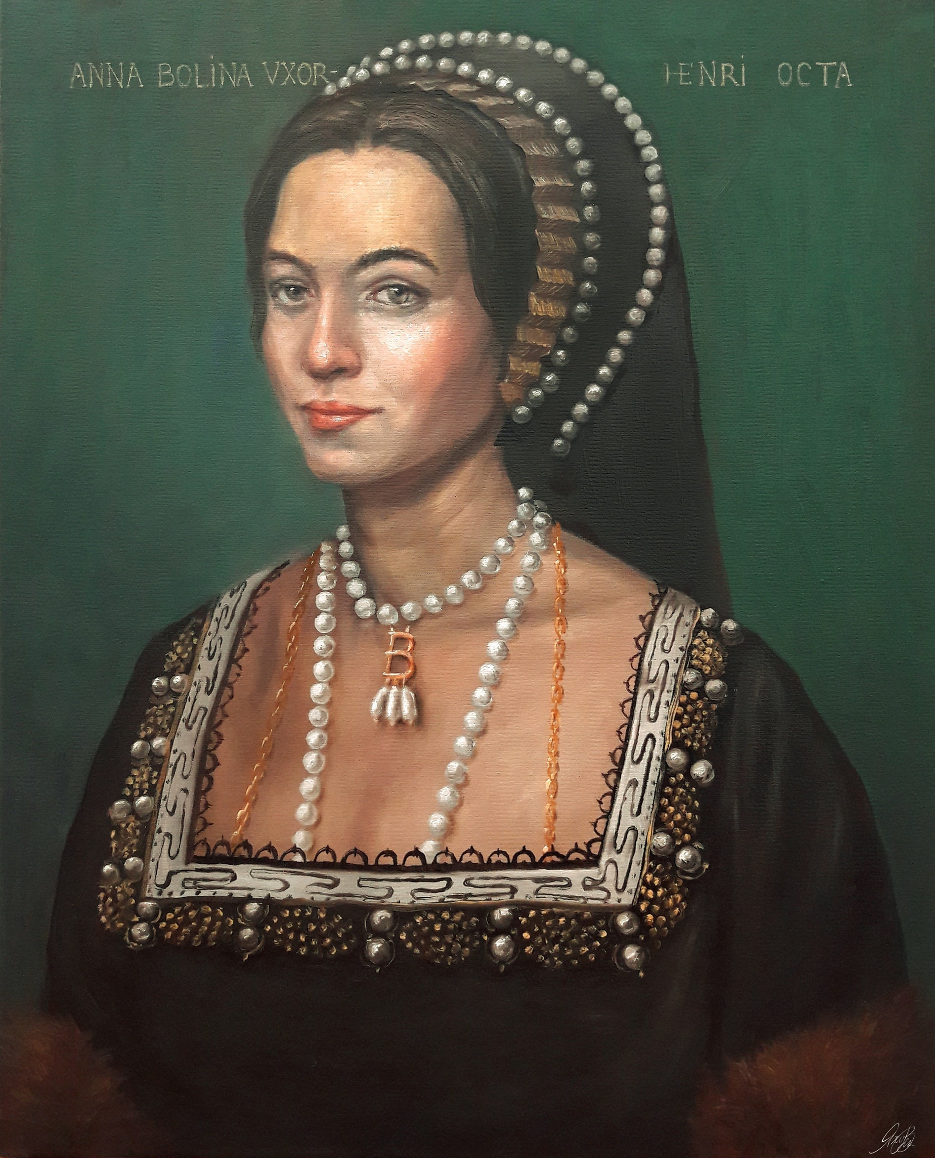 Anne Boleyn portrait signed Tudor art print