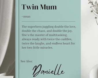 Personalised Twin Mom to be Journal, Birthday Gift, Definition Gift, Cute gift for Baby Shower, Mum of Twins, New Twin Mum