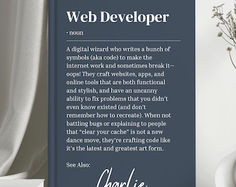 面白いパーソナライズされたWeb開発者ギフトノート、将来のWeb開発者、コード、技術学生資格、記念品、卒業ハードカバージャーナル