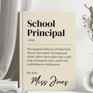 Personalized School Principal Gift Notebook, Teacher Appreciation Gift, Custom Teacher Name, Definition Journal, Hardback Notebook