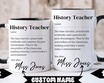Personalized History Teacher Appreciation Gift, Custom Names, Teacher Gift, History Teacher Funny Dictionary Definition Mug
