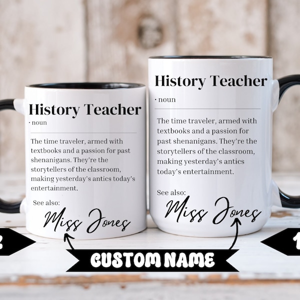 Personalized History Teacher Appreciation Gift, Custom Names, Teacher Gift, History Teacher Funny Dictionary Definition Mug