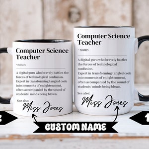 Cadeau personnalisé de remerciement pour professeur d'informatique, noms personnalisés, cadeau pour professeur, tasse de définition de dictionnaire drôle de professeur d'informatique