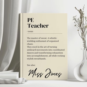 Caderno de presente personalizado para professor de educação física, presente de agradecimento ao professor, nome personalizado do professor, diário de definição, caderno de capa dura