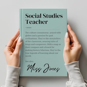 Personalized Social Studies Teacher Gift Notebook, Teacher Appreciation Gift, Custom Teacher Name, Definition Journal, Hardback Notebook