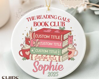 Custom Book Club Christmas Ornament with Personalized Book Titles