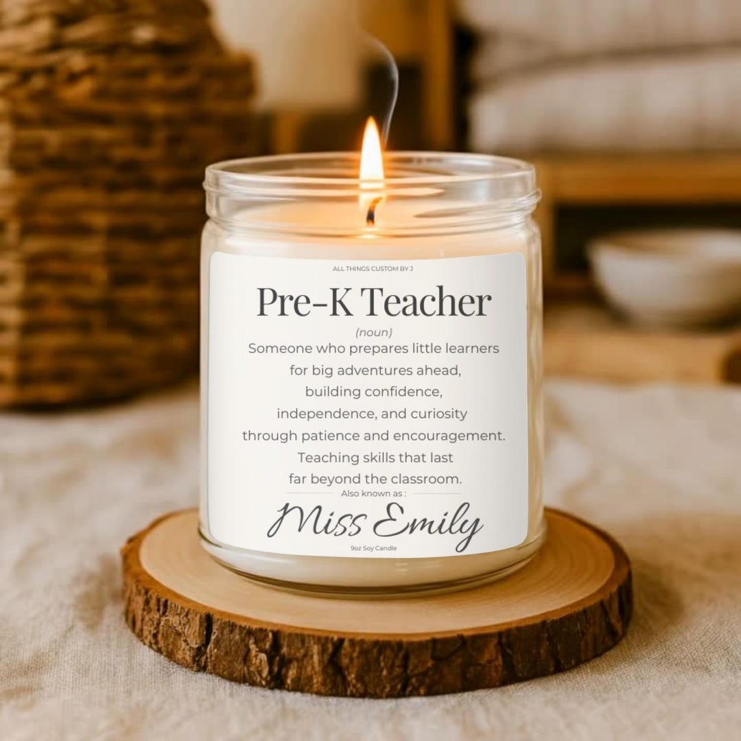 Personalized Pre-k Teacher Candle Gift, Pre-k Teacher Appreciation Gift ...