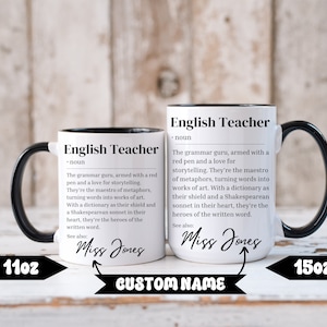 Personalized English Teacher Appreciation Gift, Custom Names, Teacher Gift, English Teacher Funny Dictionary Definition Mug