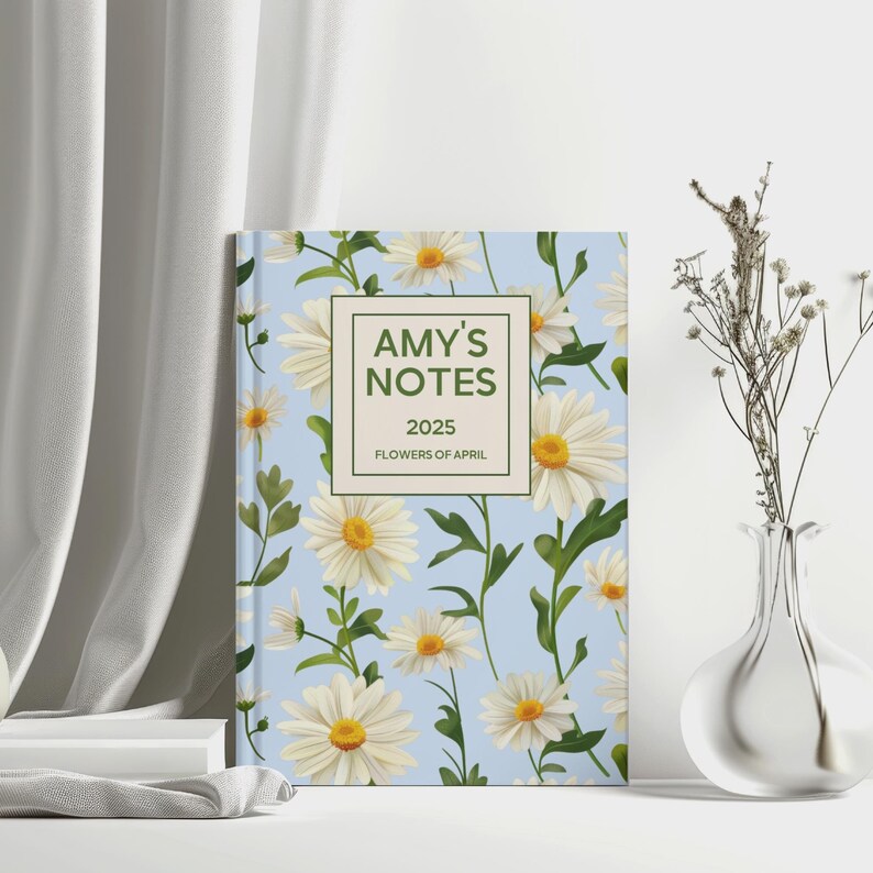 Notebook April Personalised April Birth Month Flower Notebook, Daisy Pattern ...