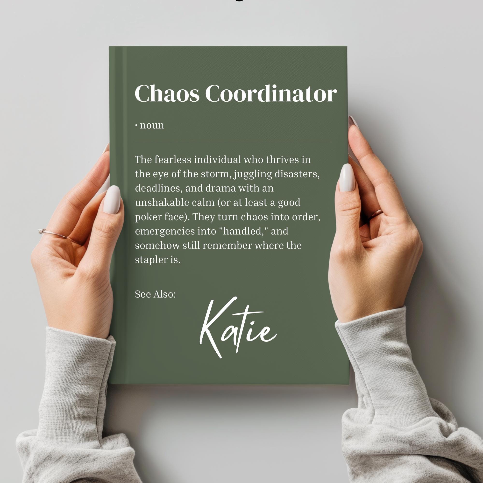 Funny Personalised Chaos Coordinator Notebook  Co-worker Gift, , New Year Gift for colleague, Work Secret Santa