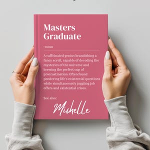 Personalised Masters Graduate Gift Notebook, Graduation Gift, Custom  Name, Definition Journal, Hardback Notebook