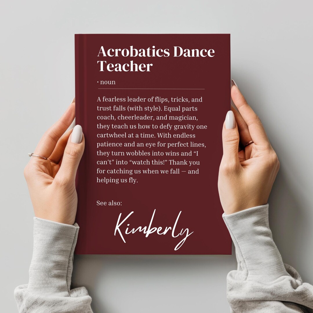 Personalised Acrobatics Dance Teacher Gift Notebook, Teacher ...